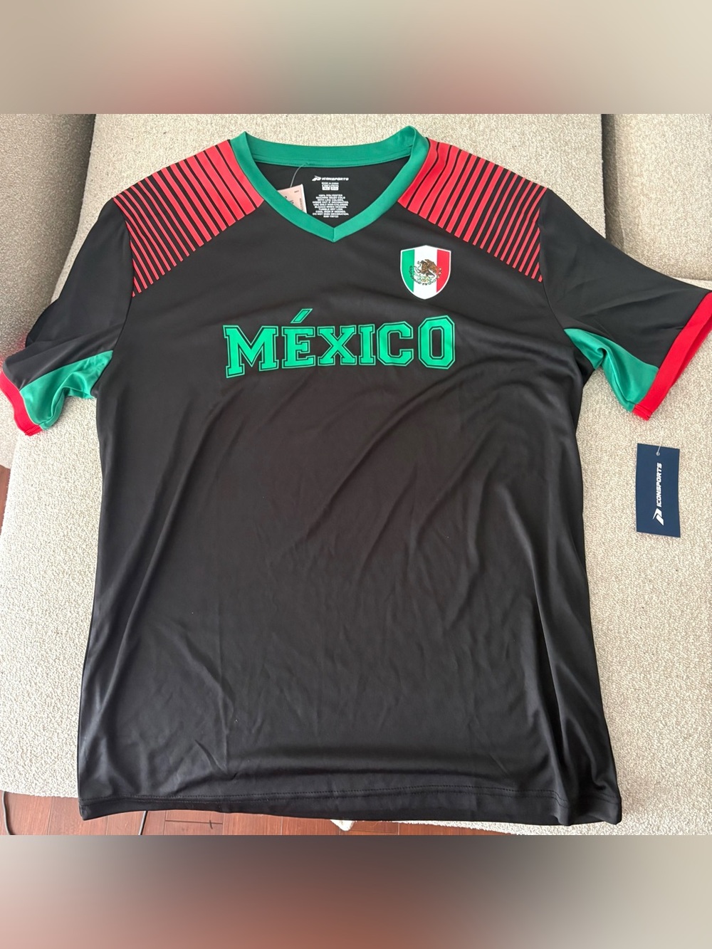 Icon Sports Mexico Short Sleeve Soccer Jersey Shirt XL Polyester Black/Green
